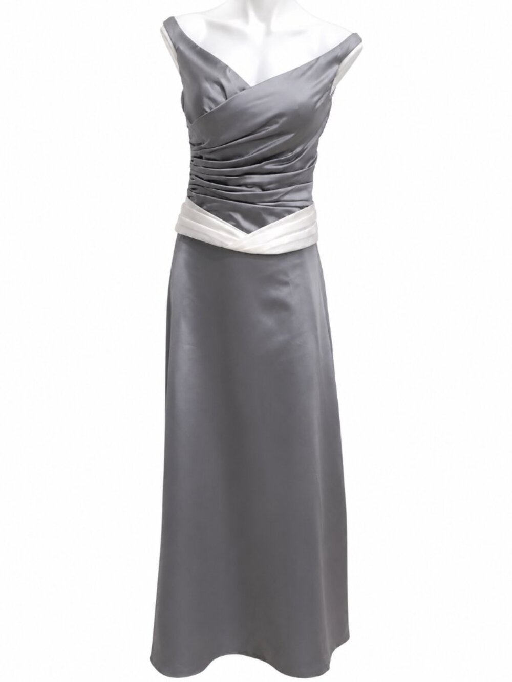 Size 10 Impression Bridal skirt set. Elegant silver gray satin evening gown
